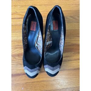 MISSONI for Target Suede Zig Zag‎ Black Pump Heel Shoes 9